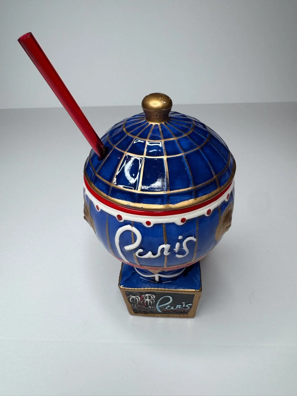 Paris Las Vegas Hot Air Balloon Souvenir Ceramic Drink Cup with Locking Lid